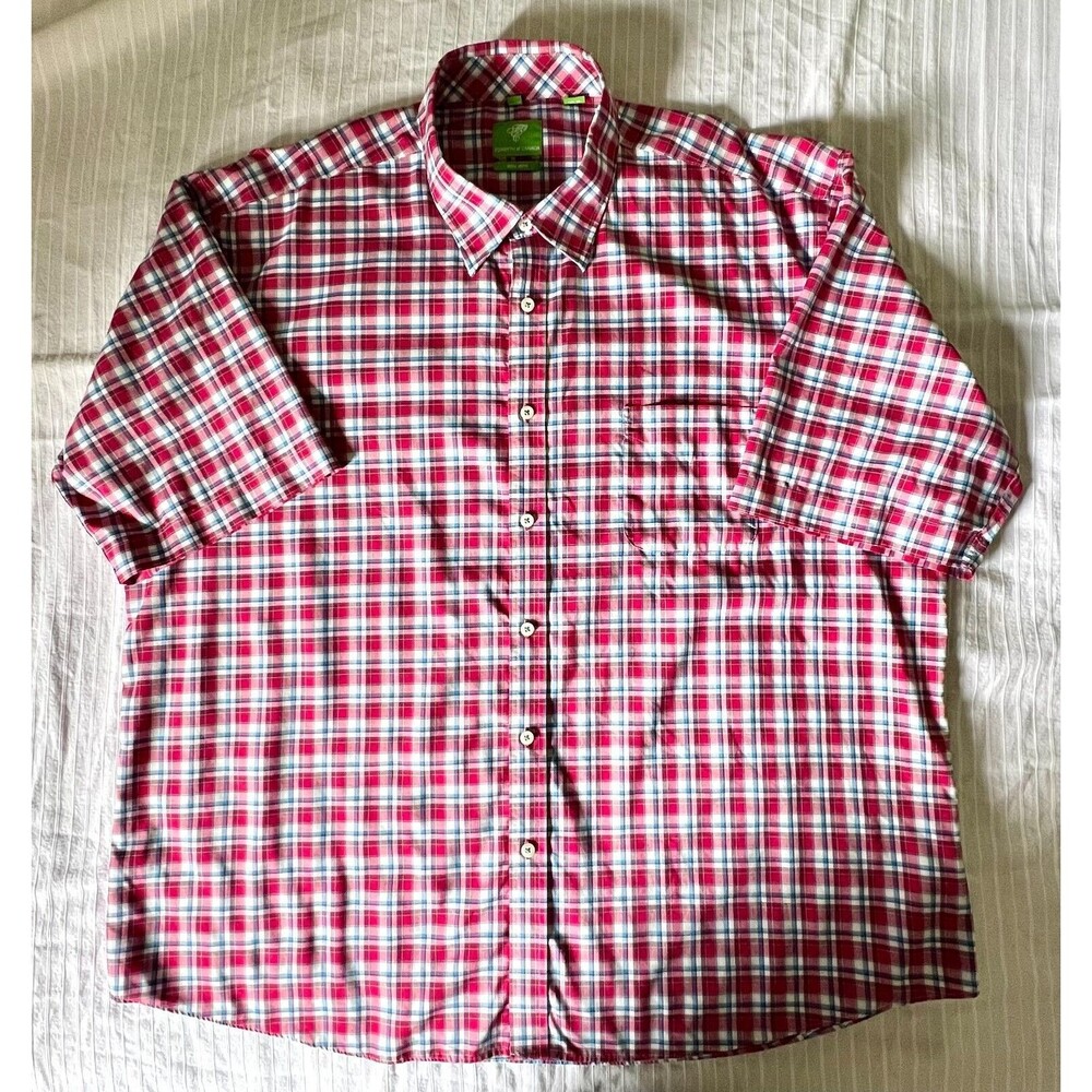 Forsyth of Canada Men’s Short Sleeve Button-Down Shirt - Red Plaid - Size 2XL